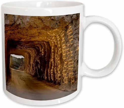 Vista 14 de 3dRose Tunnel on Iron Mountain Road at Sunset 11oz Two-Tone Black Mug
