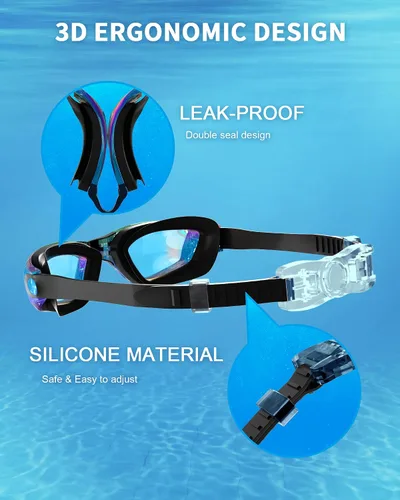 Vista 3 de gafas de natación para niños con pinza para la nariz, tapones para los oídos, puente de nariz para niños de 3 a 15 años