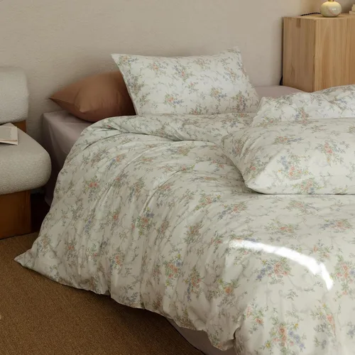 Vista 19 de Juego de funda de edredón con estampado floral estético, tamaño individual XL, acogedor juego de ropa de cama de algodón, tamaño individual XL