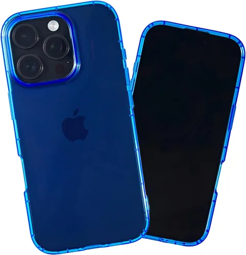 Vista 25 de SteepLab Neon Highlighter - Funda para iPhone 13, funda Grippy Jelly con bolsillos protectores de aire (azul celeste)