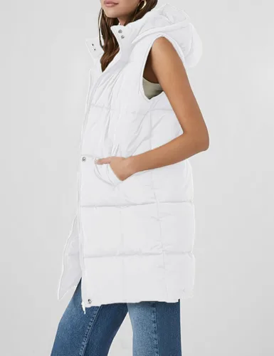 Vista 6 de Fiona Jolin Chaleco largo acolchado con capucha para mujer, abrigos de invierno acolchados sin mangas, chaquetas hinchadas