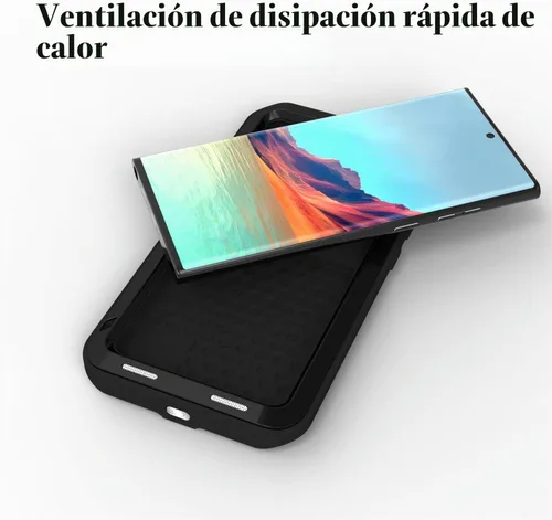 Vista 4 de LOVE MEI Funda militar resistente para Samsung Galaxy S22 Ultra, sin protector de pantalla de vidrio templado, a prueba de golpes, a prueba de Negro
