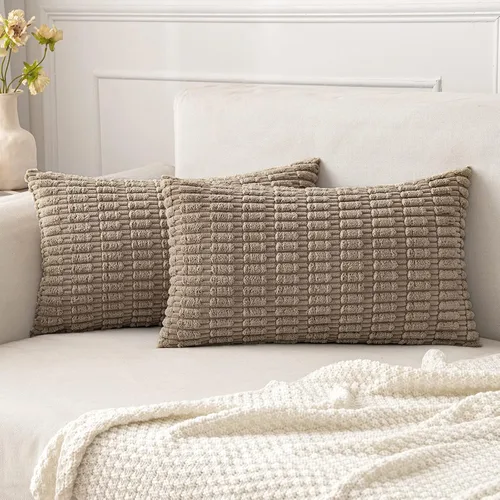 Vista 15 de MIULEE - Paquete de 2 fundas de cojín decorativas de corduroy, modernas y boho, suaves, con rayas, decoración del hogar, sofá, sala de estar, sillón