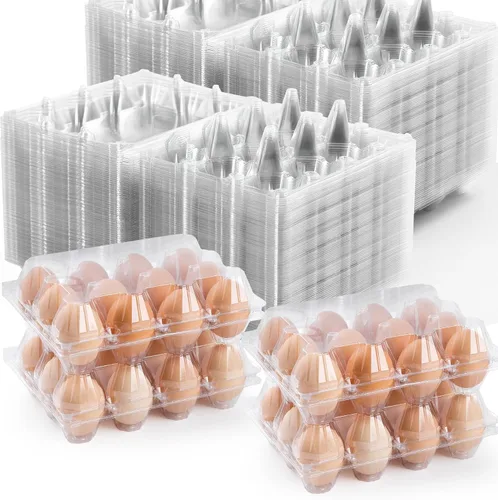 Vista 9 de 48 paquetes de cartones para huevos económicos a granel de 12 unidades, 1 docena de cartones para huevos transparentes y vacíos para huevos