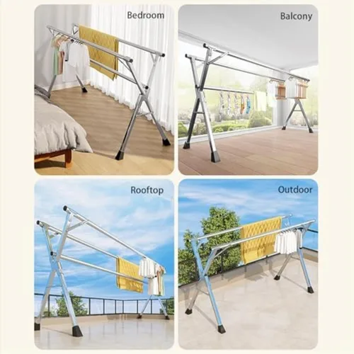 Vista 5 de Estante de secado ajustable para ropa interior y exterior, soporte plegable de acero inoxidable, colgador de ropa resistente