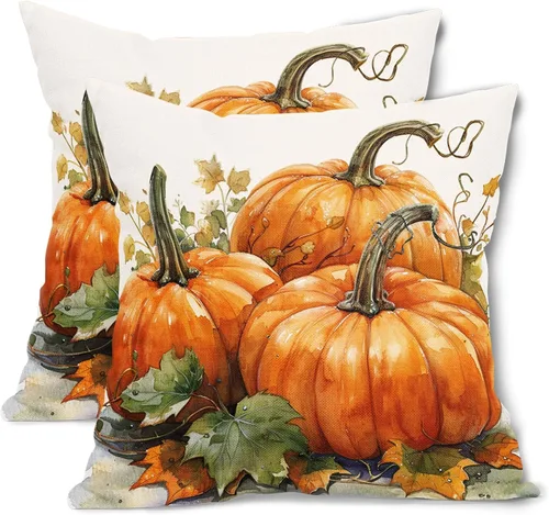 Vista 10 de Juego de 2 fundas de almohada de hojas de plantas tropicales de 20 x 20 pulgadas, juego de 2 fundas de almohada cuadradas de lino de algodón y hojas