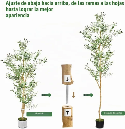 Vista 2 de LOVMOR Árbol de olivo artificial de 7.8 pies, olivo sintético extra largo para decoración moderna del hogar, oficina, sala de estar, piso