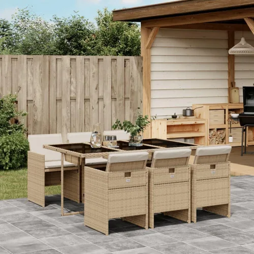 Vista 28 de Juego de comedor de patio de 5 piezas, muebles de exterior sintético de ratán beige, mesa rectangular con 4 sillas, resistente a la intemperie