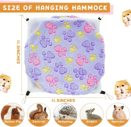 Vista 2 de Sadnyy Hamaca de 6 piezas de conejillo de indias y rata de tres capas, cama de hurón para animales pequeños, hamaca colgante para mascotas, hamaca