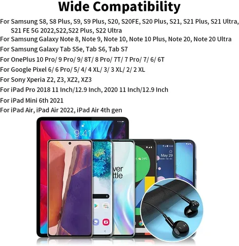 Vista 7 de iMangoo Auriculares USB C Tipo C para Samsung Galaxy S25 Ultra S24 Plus S23 S22 S21 S20 Auriculares Magnéticos con Cable HiFi DAC Micrófono