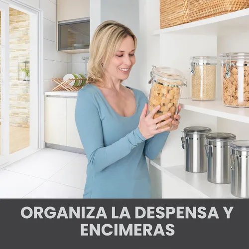 Vista 6 de Oggi contenedor acrílico hermético con abrazadera, Transparente