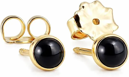 Vista 26 de Juego de aretes pequeños de oro con bisel, bola para cartílago, tragus, hélice, múltiples joyas hipoalergénicas de piedra natal para mujer