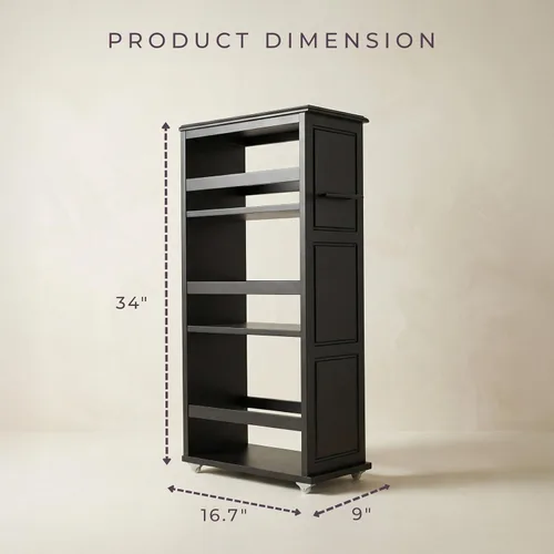 Vista 2 de Lavish Home Carrito de almacenamiento delgado de 3 niveles, carrito rodante estrecho de 16.7 x 9 pulgadas con asa y ruedas para baño, lavandería