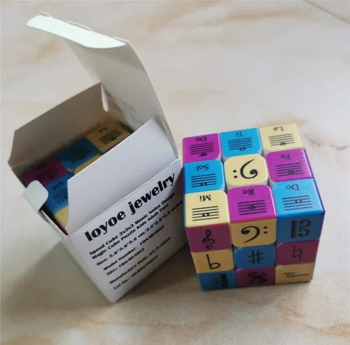 Vista 8 de Speed Cube - Rompecabezas de 3 x 3 x 3 pulgadas, diseño de notas musicales, rompecabezas de IQ Games, efecto de alivio, regalo para amantes