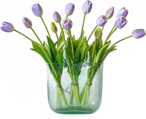 Vista 29 de DUYONE 15 flores de tulipanes artificiales, ramo de látex de tacto real, tulipanes falsos para oficina, boda, fiesta, hogar, cocina, jardín