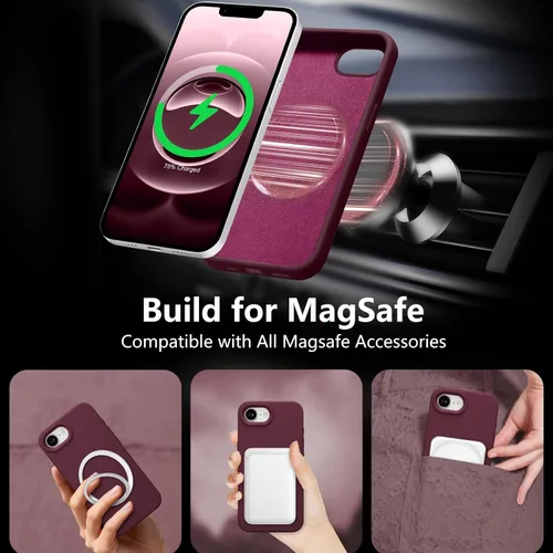 Vista 605 de Funda magnética de silicona para iPhone 13 Pro, color blanco antiguo [Compatible con Magsafe] [Forro de microfibra suave antiarañazos], funda