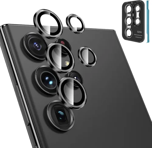 Vista 29 de Tensea Protector de lente de cámara Samsung Galaxy S22 Ultra, protector de pantalla de vidrio templado 9H, anillo individual de metal para S22 Ultra