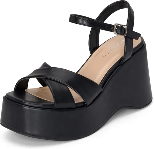 Vista 2 de Chariot & Co -Daystar- Sandalias de verano de moda con plataforma y correa al tobillo para mujer
