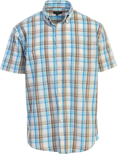 Vista 44 de Gioberti Men's Casual Plaid Button Down Short Sleeve Shirt 1162 - Royal / Negro / Gris