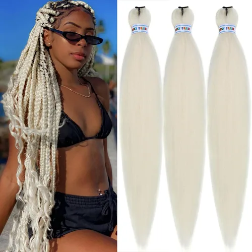 Vista 31 de Pelo corto negro trenzado preestirado de 14 pulgadas para trenzas sin nudos, pelo sintético 1B trenzado para trenzas Bob Box