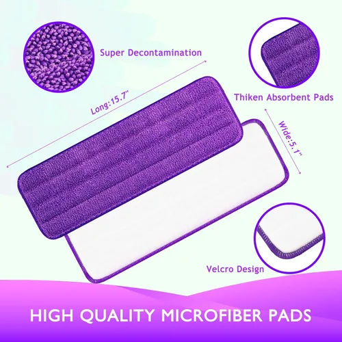 Vista 3 de Reusable Power Mop Refills Pads Compatible with Swiffer PowerMop Paquete de 4 (morado)