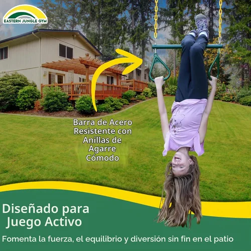 Vista 2 de Eastern Jungle Gym Combo de barra de trapecio de anillo resistente