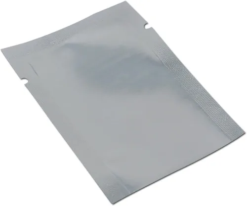 Vista 5 de Bolsa de papel de aluminio plateado, sellado térmico, para ventana delantera, de plástico, con parte superior abierta, bolsa de Mylar
