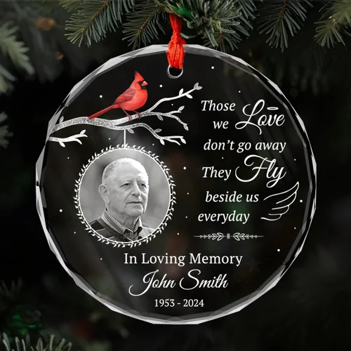 Vista 8 de Adorno conmemorativo personalizado de foto personalizado Cardinal de acrílico para regalo conmemorativo de condolencia de ser querido, recuerdo