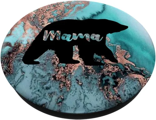 Vista 2 de Teal Rose Mama Bear Watercolor PopSockets - Agarre y soporte para teléfonos y tabletas