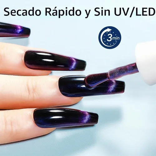Vista 5 de MIZHSE Esmalte de uñas 9D de secado rápido, esmalte de uñas magnético azul-violeta