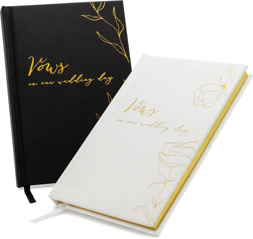 Vista 11 de MUUJEE Libros de Votos de Tapa Dura (Juego de 2) – Libros de Discursos de Ceremonia de Boda con Relieve de Papel Metalizado para Renovación