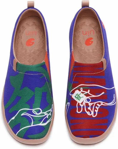 Vista 43 de UIN Zapatos de viaje para caminar para hombre, sin cordones, de lona, informales, ligeros, cómodos y modernos, diseño de perritos felices Ahhhhh