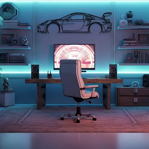 Vista 5 de DecoSoul Arte de Pared de Metal con Silueta de Coche 911, Coche Deportivo, Decoración de Línea de Silueta Automotriz, Cueva de Hombre, Regalo