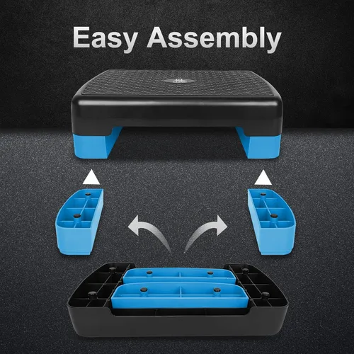 Vista 3 de Height-Adjustable 4"-6" Step Aerobics Platform Fitness Equipment Stepper Trainer Exercise Step Platform with 2 Riser