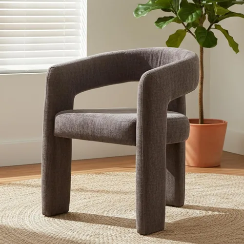 Vista 14 de Hyfirm Sillas de Comedor Modernas Tipo Barril Juego de 1, Cómoda Silla de Comedor de Acento Tapizada en Chenilla con Brazo para Cocina Sala de Estar