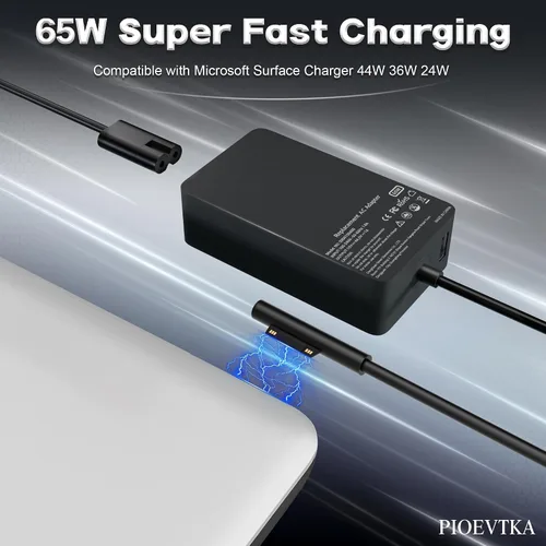 Vista 5 de PIOEVTKA Cargador para Microsoft Surface Pro Laptop 65W Microsoft Surface Cargador