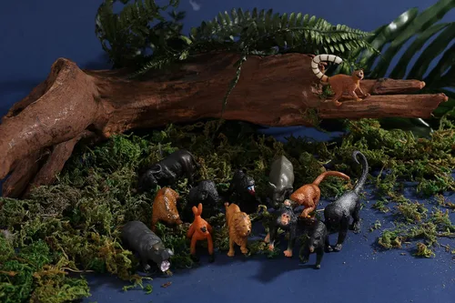 Vista 6 de Figuras de animales, juego de 24 piezas de juguetes de animales realistas con león, panda, mono, cebra, tigre, elefante, jirafa, etc., regalo