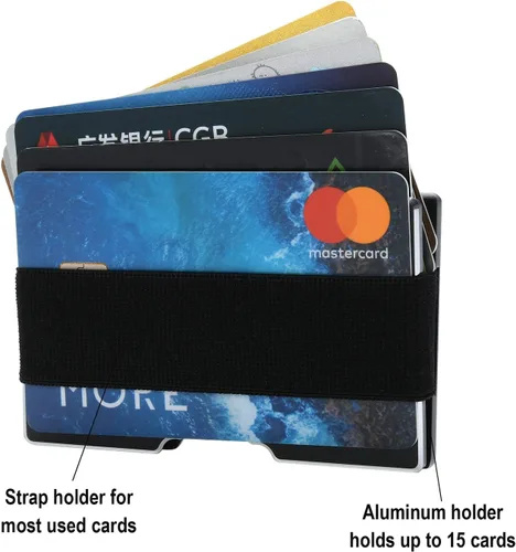 Vista 5 de Lindenle Cartera minimalista pequeña tarjetero delgado bolsillo frontal billetera RFID bloqueo dinero clip mujeres hombres, Negro -, Minimalista