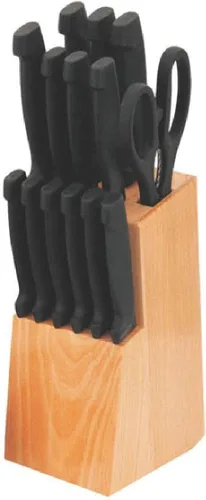 Vista 2 de Home Basics Juego de cuchillos de 15 piezas con bloque de madera