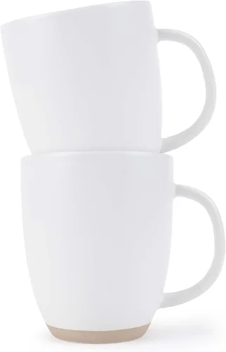 Vista 7 de Elanze Designs Paquete de 2 tazas de café de cerámica de 13 onzas con fondo de arcilla cruda, color verde menta Verde (Mint Green)