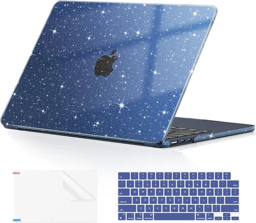 Vista 9 de EooCoo - Funda para MacBook Air de 15 pulgadas M5 M4 M3 M2 2026-2023, color negro cristal Easy to Install, Sturdy, Plastic Hard Shell Case &