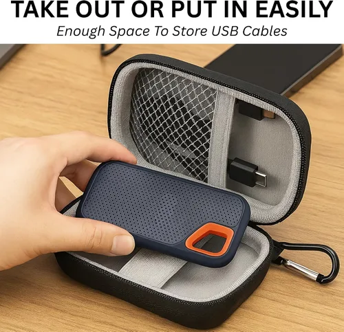 Vista 5 de Funda rígida compatible con SanDisk Extreme Pro/SanDisk Extreme Portable External SSD 500GB 1TB 2TB - Funda protectora pequeña