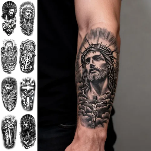 Vista 10 de 8 hojas de calcomanías falsas impermeables temporales para tatuajes temporales, más de 100 diseños bonitos para manos, fresa, serpiente, luna, hoja