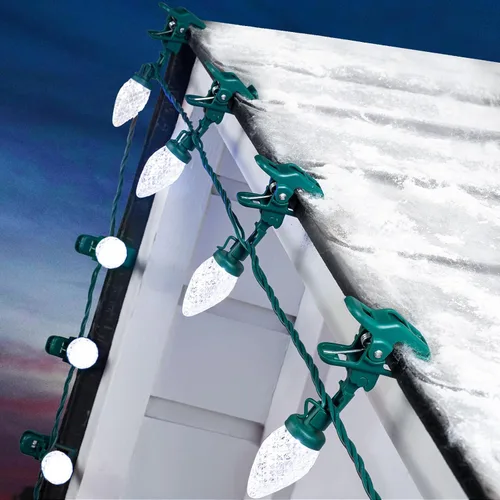 Vista 11 de 49FT 50 LED C9 luces de Navidad impermeables al aire libre, blanco Blanco cálido