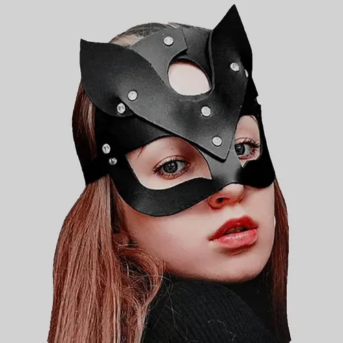 Vista 6 de Seglorwy - Máscaras de cuero para disfraz de conejo, zorro, gato, mujer, máscara sexy de piel sintética para fiesta de máscaras, Halloween, cosplay