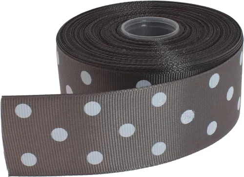 Vista 43 de Cinta de grogrén de lunares de 25 yardas cada rollo 100% poliéster (1 pulgada, beige)