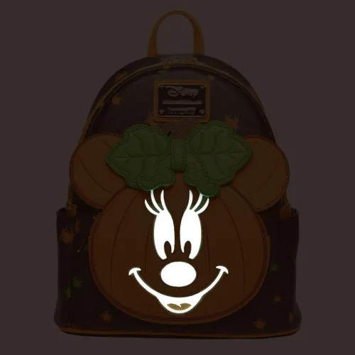 Vista 2 de Loungefly Disney Glow in the Dark Pumpkin Minnie Mouse - Mochila para mujer, Multicolorido, Wdbk3353