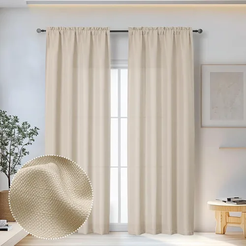 Vista 30 de OWENIE Bob Juego de 2 Paneles de Cortinas Negras de Cocina para Ventanas de 36 Pulgadas de Largo, Cortinas Cortas de Café con Textura de Lino