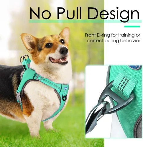 Vista 3 de ThinkPet Arnés sin tirones, a prueba de escape, chaleco reflectante para perro, ajustable, transpirable, arnés halter con clip trasero/frontal