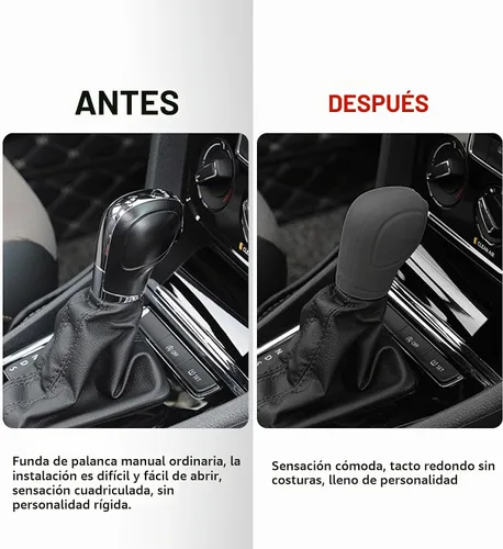 Vista 4 de 2 PCS Fundas para Cabeza de Palanca de Cambios del Automóvil, Funda de Mango Cómodo para Palanca de Freno de Mano, Protector Antideslizante de Negro